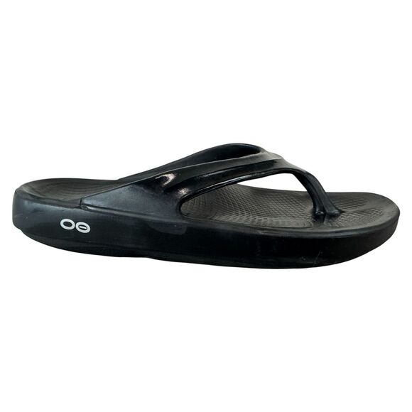 OOFOS OOlala Black Flip Flop - Women's Size 10 - Picture 2 of 8